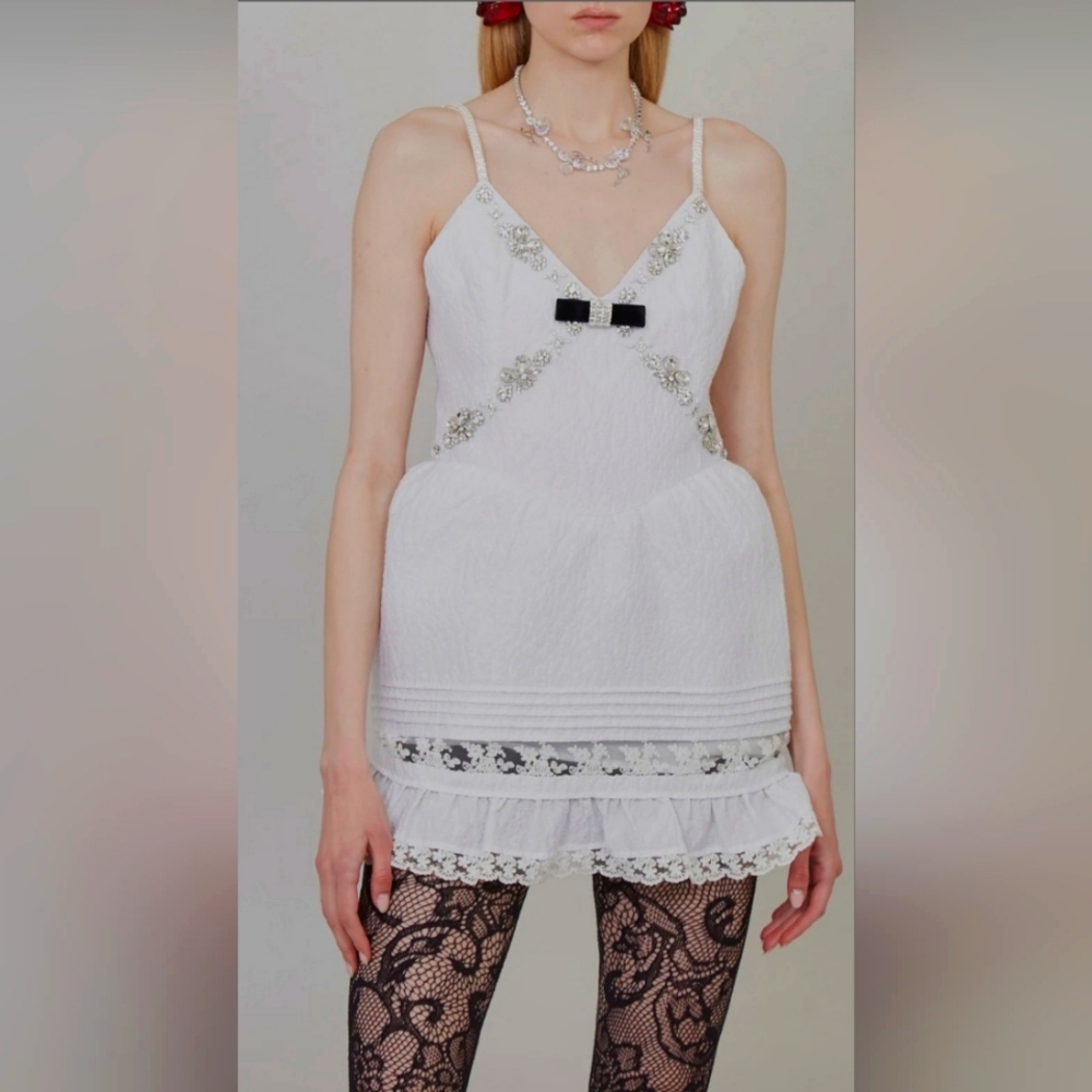 SHUSHU/TONG Crystal-embellished mini dress Size M